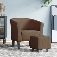 Vidaxl - Clubsessel mit Fußhocker Braun Stoff 84201 von VIDAXL