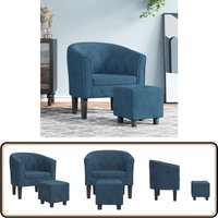 Clubsessel mit Fußhocker Dunkelblau Samt - Samtsofa - Lounge Chair - Beistelltisch - Sessel Blau - Gemütlicher Sessel Clubsessel mit Fußhocker Dunkelblau Samt - Samtsofa - Lounge Chair - Beistelltisch - Sessel Blau - Gemütlicher Sessel von VIDAXL