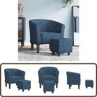 Clubsessel mit Fußhocker Dunkelblau Samt - Vidaxl Clubsessel mit Fußhocker Dunkelblau Samt - Vidaxl von VIDAXL