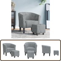 Clubsessel mit Fußhocker Dunkelgrau Samt - Samtsofa - Lounge Chair - Sessel Grau - Gemütlicher Sessel - Bequeme Polstersitze von VIDAXL