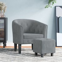 Vidaxl - Clubsessel mit Fußhocker Dunkelgrau Samt von VIDAXL
