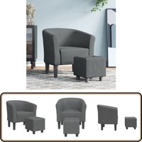 Clubsessel mit Fußhocker Dunkelgrau Stoff - Moderner Clubsessel - Sessel - Lounge Chair - Gemütlicher Sessel - Grau Sofa von VIDAXL