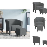 Clubsessel mit Fußhocker Dunkelgrau Stoff - Moderner Clubsessel - Sessel - Lounge Chair - Gemütlicher Sessel - Grau Sofa von VIDAXL