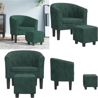 Clubsessel mit Fußhocker Dunkelgrün Samt - Samtsofa - Lounge Chair - Sessel Dunkelgrün - Bequeme Couch - Gemütlicher Stuhl - Home & Living von VIDAXL