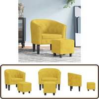 Clubsessel mit Fußhocker Gelb Samt - Samtsofa - Lounge Chair - Beistelltisch - Gemütlicher Sessel - Farbiger Sessel von VIDAXL