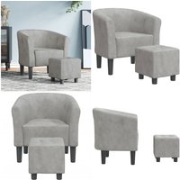 Clubsessel mit Fußhocker Hellgrau Samt - Samtsofa - Lounge Chair - Beistelltisch - Sessel Grau - Gemütlicher Sessel - Home & Living Clubsessel mit Fußhocker Hellgrau Samt - Samtsofa - Lounge Chair - Beistelltisch - Sessel Grau - Gemütlicher Sessel - Home & Living von VIDAXL