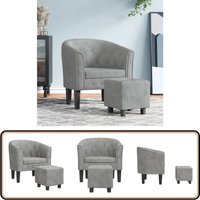 Clubsessel mit Fußhocker Hellgrau Samt - Samtsofa - Sessel Hellgrau - Lounge Chair - Bequeme Möbel - Wohnzimmer Dekoration Clubsessel mit Fußhocker Hellgrau Samt - Samtsofa - Sessel Hellgrau - Lounge Chair - Bequeme Möbel - Wohnzimmer Dekoration von VIDAXL