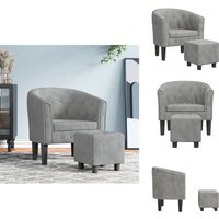 Clubsessel mit Fußhocker Hellgrau Samt - Samtsofa - Sessel Hellgrau - Lounge Chair - Bequeme Möbel - Wohnzimmer Dekoration Clubsessel mit Fußhocker Hellgrau Samt - Samtsofa - Sessel Hellgrau - Lounge Chair - Bequeme Möbel - Wohnzimmer Dekoration von VIDAXL