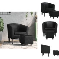 Clubsessel mit Fußhocker Schwarz Kunstleder - Clubsessel - Sessel - Lounge Chair - Wohnzimmer Dekoration - Schwarzes Sofa von VIDAXL