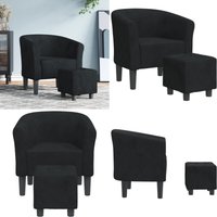 Clubsessel mit Fußhocker Schwarz Samt - Samtsofa - Sessel Schwarz - Lounge Chair - Beistelltisch - Deko Couchtisch - Home & Living von VIDAXL