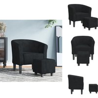 Clubsessel mit Fußhocker Schwarz Samt - Samtsofa - Sessel Schwarz - Lounge Chair - Beistelltisch - Deko Couchtisch von VIDAXL
