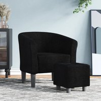 vidaXL Clubsessel mit Fußhocker Schwarz Stoff von VIDAXL