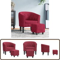Clubsessel mit Fußhocker Weinrot Samt - Samt Sessel - Weinrot Sessel - Lounge Sessel - Bequeme Sessel - Clubsessel Clubsessel mit Fußhocker Weinrot Samt - Samt Sessel - Weinrot Sessel - Lounge Sessel - Bequeme Sessel - Clubsessel von VIDAXL