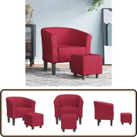 Clubsessel mit Fußhocker Weinrot Stoff - Moderner Clubsessel - Sessel - Lounge Chair - Beistelltisch - Sofa Clubsessel mit Fußhocker Weinrot Stoff - Moderner Clubsessel - Sessel - Lounge Chair - Beistelltisch - Sofa von VIDAXL