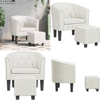Clubsessel mit Fußhocker Weiß Kunstleder - Moderner Sessel - Lounge Sessel - Clubsessel - Wohnraum Dekoration - Sofa Set - Home & Living Clubsessel mit Fußhocker Weiß Kunstleder - Moderner Sessel - Lounge Sessel - Clubsessel - Wohnraum Dekoration - Sofa Set - Home & Living von VIDAXL