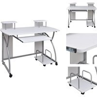 Computertisch Weiß 110x52x88,5 cm Holzwerkstoff - Schreibtisch - Computertisch - Home Office - Arbeitsplatz - Weißer Schreibtisch von VIDAXL