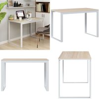 Computertisch Weiß und Eiche-Optik 110x60x73 cm Holzwerkstoff - PC-Tisch - Schreibtisch - Home Office - Bürostuhl - Arbeitsplatz - Home & Living von VIDAXL