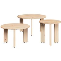Vidaxl - Couchtisch 3 pcs Natur 47,5 x 47,5 x 27 cm Massivholz Kiefer von VIDAXL