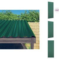 Dachschindeln & -pfannen - Living Dachpaneele 12 Stk. Pulverbeschichteter Stahl Grün 100x36 cm - Grün Dachschindeln & -pfannen - Living Dachpaneele 12 Stk. Pulverbeschichteter Stahl Grün 100x36 cm - Grün von VIDAXL