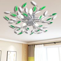 Vidaxl - Deckenlampe güne und weiße Blätterranken mit Acryl-Blättern 5x E14 von VIDAXL