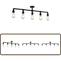 Deckenleuchte Schwarz 5 x E27-Fassungen - Steampunk Lampe - Deckenlampe Schwarz - Wohnzimmer Deko - Industrie Style - Metall Lampe Deckenleuchte Schwarz 5 x E27-Fassungen - Steampunk Lampe - Deckenlampe Schwarz - Wohnzimmer Deko - Industrie Style - Metall Lampe von VIDAXL