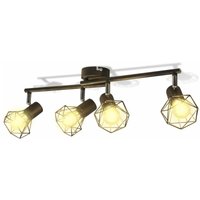 Deckenstrahler mit 4 LED-Glühlampen Industrie-Stil Drahtschirm Schwarz vidaXL14227 von BONNEVIE