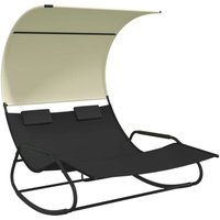 Doppel-Schaukelliege mit Sonnendach Schwarz und Creme Vidaxl Doppel-Schaukelliege mit Sonnendach Schwarz und Creme Vidaxl von VIDAXL