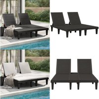 Doppel-Sonnenliege Schwarz 155x138x83 cm Polypropylen - Doppel-Sonnenliege - Gartenliege - Liegefläche - Outdoor Möbel - Pool Accessoire - Home & von VIDAXL