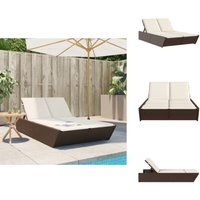 Doppel-Sonnenliege mit Auflagen Braun Poly Rattan - Doppelsonneliege - Gartenliege - Liege - Outdoor Liege - Relaxliege von VIDAXL