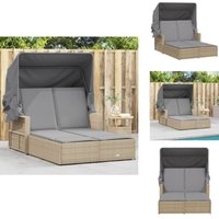 Doppel-Sonnenliege mit Dach und Auflagen Beige Poly Rattan - Doppelsonneliege - Liege - Gartenmöbel - Outdoormöbel - Relax Liege Doppel-Sonnenliege mit Dach und Auflagen Beige Poly Rattan - Doppelsonneliege - Liege - Gartenmöbel - Outdoormöbel - Relax Liege von VIDAXL
