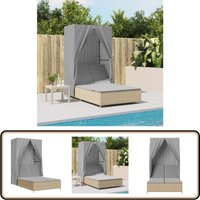 Doppel-Sonnenliege mit Dach und Vorhängen Beige Poly Rattan - Doppelsonneliege - Gartenliege - Sonnenschirm - Outdoor Liege - Poolliege Doppel-Sonnenliege mit Dach und Vorhängen Beige Poly Rattan - Doppelsonneliege - Gartenliege - Sonnenschirm - Outdoor Liege - Poolliege von VIDAXL