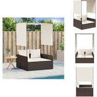 Doppel-Sonnenliege mit Dach und Vorhängen Braun Poly Rattan - Doppelsonneliege - Gartenliege - Sonnenschirm - Outdoor Möbel - Lounge Chair Doppel-Sonnenliege mit Dach und Vorhängen Braun Poly Rattan - Doppelsonneliege - Gartenliege - Sonnenschirm - Outdoor Möbel - Lounge Chair von VIDAXL