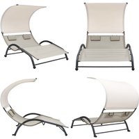 Vidaxl - Doppel-Sonnenliege mit Sonnendach Textilene Creme - Doppel Liege - Sonnenliege - Gartenliege - Textilene Liege - Stahleinrichtung - Home & Vidaxl - Doppel-Sonnenliege mit Sonnendach Textilene Creme - Doppel Liege - Sonnenliege - Gartenliege - Textilene Liege - Stahleinrichtung - Home & von VIDAXL