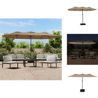 Doppel-Sonnenschirm mit LED-Leuchten Taupe 449x245 cm - Doppelsonnenschirm - LED-Gartenleuchte - Sonnenschutz - Outdoor Beleuchtung - Terrasse Doppel-Sonnenschirm mit LED-Leuchten Taupe 449x245 cm - Doppelsonnenschirm - LED-Gartenleuchte - Sonnenschutz - Outdoor Beleuchtung - Terrasse von VIDAXL