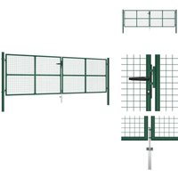 Vidaxl - Doppelstabmatten-Doppeltor Stahl 390x125 cm Grün - Doppelstabmattenzaun - Gartentor - Zaun - Metalltor - Stahltür von VIDAXL