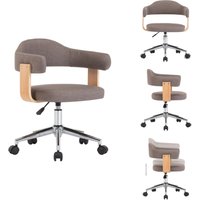 Vidaxl - Drehbarer Bürostuhl Taupe Bugholz und Stoff - Drehvernierstuhl - Bürostuhl - Schreibtischstuhl - Ergonomischer Stuhl - Höhenverstellbarer von VIDAXL
