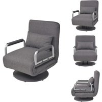 Drehsessel mit Schlaffunktion Dunkelgrau Stoff - Drehsessel - Schlafsofa - Wohnzimmersofa - Lounge Chair - Multifunktionsmöbel von VIDAXL