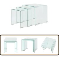 Dreiteiliges Satztisch-Set aus gehärtetem Glas Transparent - Couchtisch - Set Von 3 Tischen - Satztisch - Wohnzimmerstil - Transparenter Couchtisch von VIDAXL