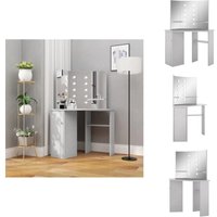 Eck-Schminktisch mit LED Betongrau 111x54x141,5 cm - Schminktisch - Kosmetiktisch - Badezimmermöbel - LED Beleuchtung - Spiegelschrank von VIDAXL