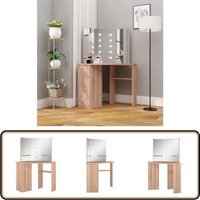 Vidaxl - Eck-Schminktisch mit led Eichen-Optik 111x54x141,5 cm - Eichen-Optik - Schminktisch - Kosmetiktisch - led Beleuchtung - Spiegelschrank von VIDAXL