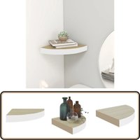 Eck-Schweberegal Eichen-Optik und Weiß 35x35x3,8 cm mdf - Eckwandregal - Wandschrank - Regal Mit Beleuchtung - Holzregal - Floating Shelf Eck-Schweberegal Eichen-Optik und Weiß 35x35x3,8 cm mdf - Eckwandregal - Wandschrank - Regal Mit Beleuchtung - Holzregal - Floating Shelf von VIDAXL