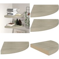 Eck-Schweberegale 2 Stk. Eichen-Optik 35x35x3,8 cm mdf - Eckregal - Wandregal - Schwebender Wandregal - Holzregal - Wohnwandregal - Home & Living von VIDAXL