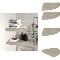 Eck-Schweberegale 2 Stk. Eichen-Optik 35x35x3,8 cm mdf - Eckregal - Wandregal - Schwebender Wandregal - Holzregal - Wohnwandregal von VIDAXL