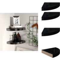 Eck-Schweberegale 2 Stk. Hochglanz-Schwarz 25x25x3,8 cm MDF - Eckregal - Wandregal - Schwarz - Holzoptik - Wabenstruktur von VIDAXL