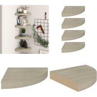 Eck-Schweberegale 4 Stk. Eichen-Optik 25x25x3,8 cm mdf - Eckregal - Wandregal - Schwebender Wandregal - Holzregal - Regalset - Home & Living von VIDAXL