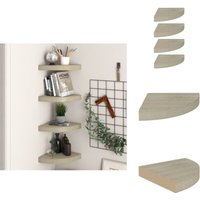 Eck-Schweberegale 4 Stk. Eichen-Optik 25x25x3,8 cm mdf - Eckregal - Wandregal - Schwebender Wandregal - Holzregal - Regalset Eck-Schweberegale 4 Stk. Eichen-Optik 25x25x3,8 cm mdf - Eckregal - Wandregal - Schwebender Wandregal - Holzregal - Regalset von VIDAXL