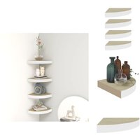 Eck-Schweberegale 4 Stk. Eichen-Optik und Weiß 25x25x3,8 cm mdf - Eckwandregal - Wandregal - Holzregal - Waben-MDF - Metallregal Eck-Schweberegale 4 Stk. Eichen-Optik und Weiß 25x25x3,8 cm mdf - Eckwandregal - Wandregal - Holzregal - Waben-MDF - Metallregal von VIDAXL