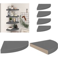 Eck-Schweberegale 4 Stk. Hochglanz-Grau 35x35x3,8 cm mdf - Eckregal - Wandregal - Schwebender Wandregal - Regal Grau - Wohnwandregal - Home & Living von VIDAXL