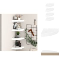 Eck-Schweberegale 4 Stk. Hochglanz-Weiß 25x25x3,8 cm mdf - Eckregal - Wandregal - Schwebender Wandregal - Regal Weiß - Wohnwandregal von VIDAXL