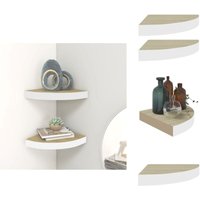 Eck-Wandregal 2 Stk. Eiche und Weiß 25x25x3,8 cm mdf - Eichenholz Möbel - Wandregal - Wandschrank - Wohnraumgestaltung - Aufbewahrungssystem Eck-Wandregal 2 Stk. Eiche und Weiß 25x25x3,8 cm mdf - Eichenholz Möbel - Wandregal - Wandschrank - Wohnraumgestaltung - Aufbewahrungssystem von VIDAXL